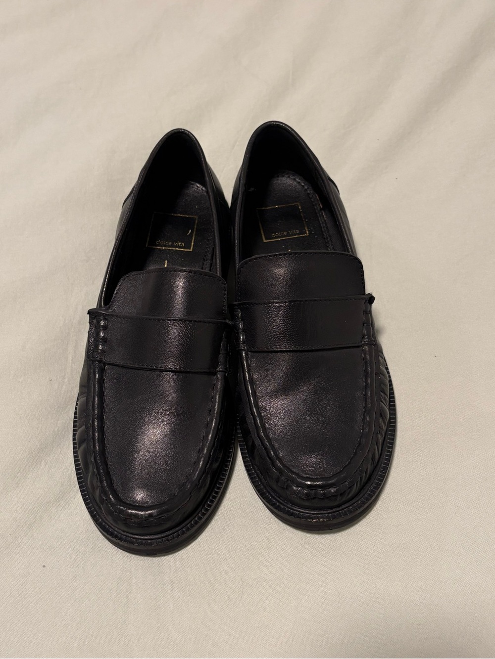 Dolce Vita Black Leather Penny-Style Loafers